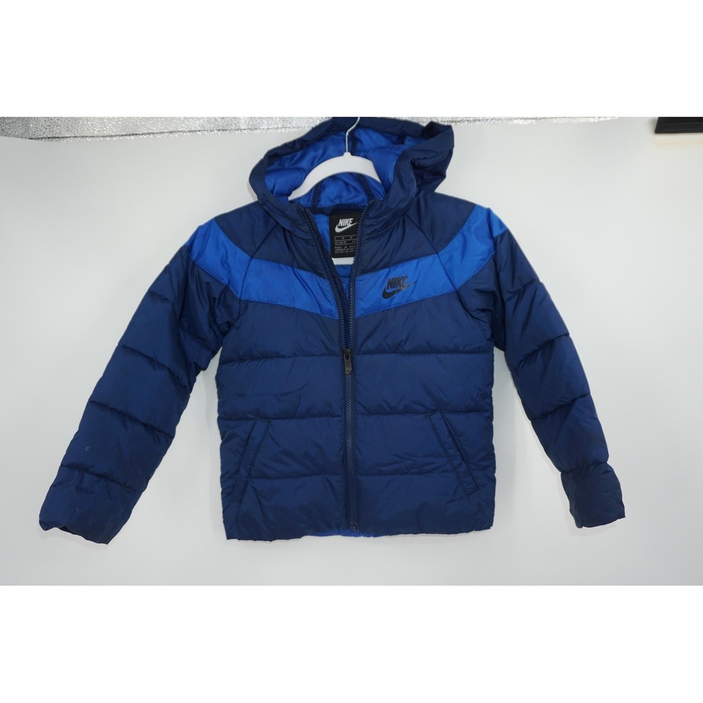 Nike Jacket Youth 6 Blue Hooded Puffer Coat 5-6 YRS Quilted Winter Warm